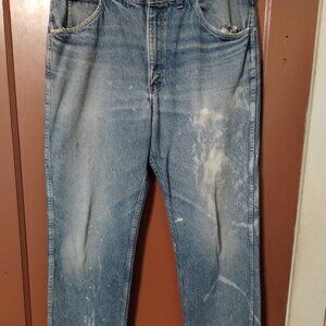 MENS SIZE 34 CARHARTT JEANS-FADED TAG THRASHED TRASHED DISTRESSED STAINED